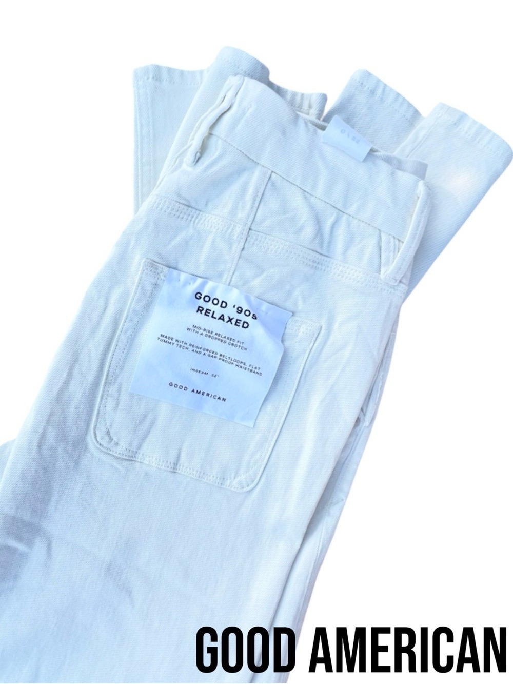 NWOT $168 Good American Good ’90s Relaxed Straight Leg White Jeans 0/25 - Picture 1 of 8